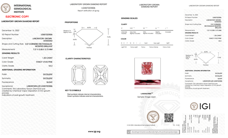 Rectangular Modified Brilliant Pink Solitaire Diamond