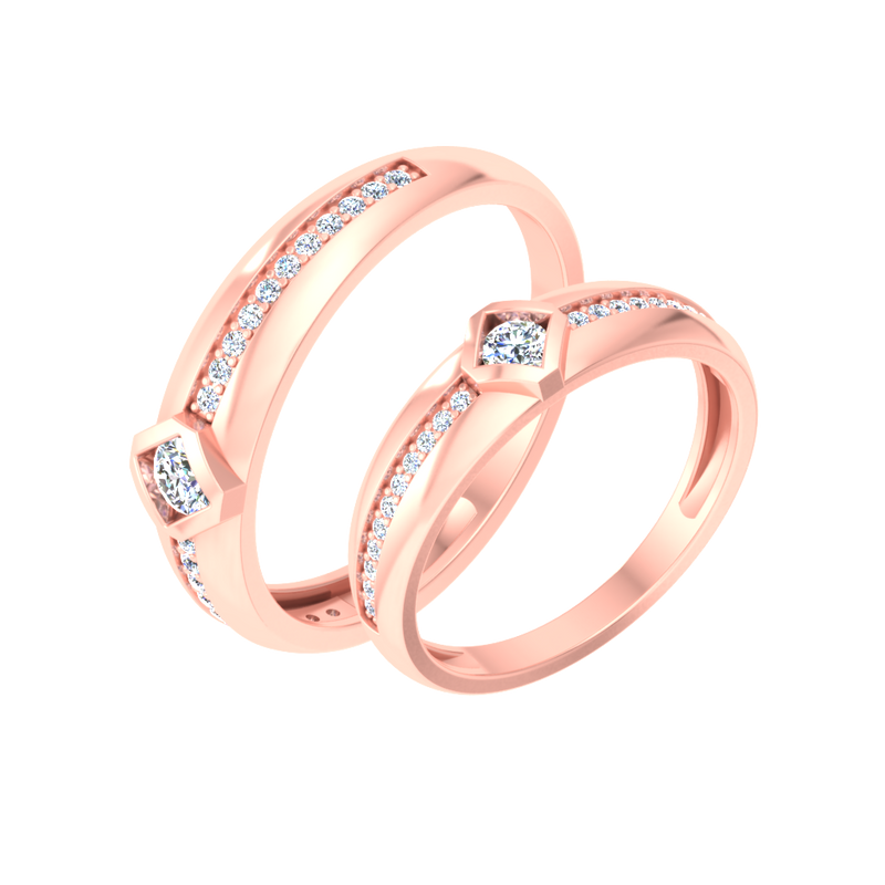 gold and diamond couple bands