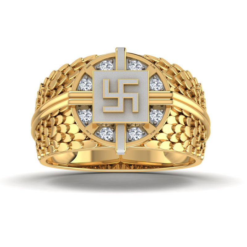 Swastik Enamelled 22KT Gold Ring | Tallajewellers