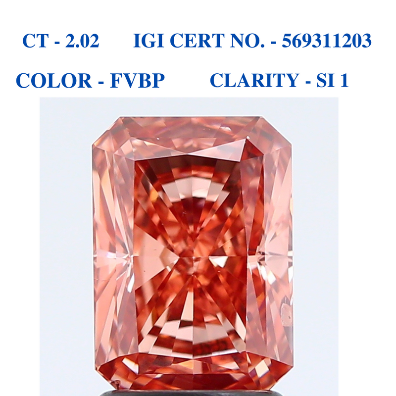 Cut-cornered Modified Brilliant Brown Pink Solitaire Diamond