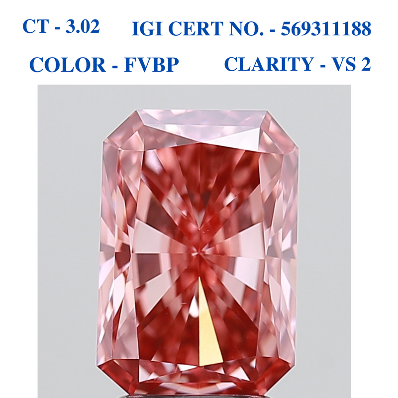 Cut-cornered Modified Brilliant Pink Solitaire Diamond