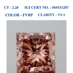 Fancy brownish pink princess shaped solitaire diamond