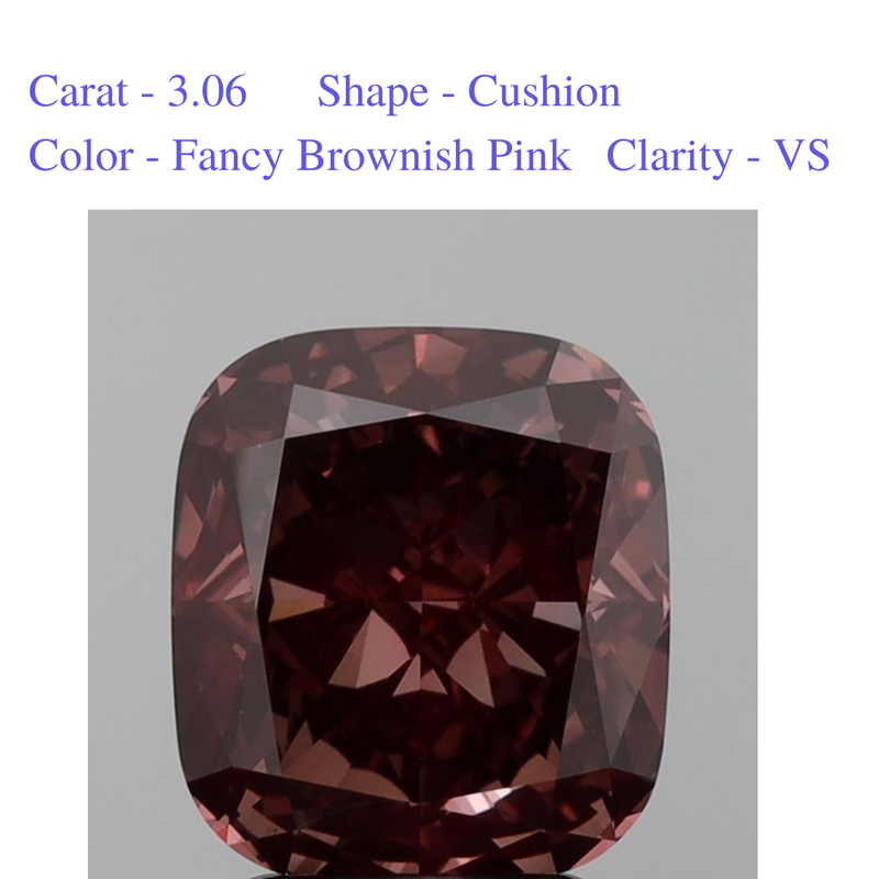 Brownish Pink Cushion Solitaire Diamond