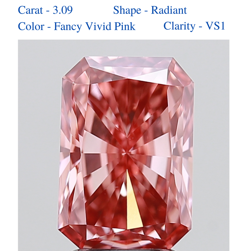 Radiant Fancy Vivid Pink Solitaire Diamond