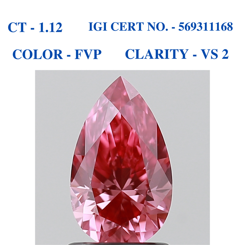Vivid Pink Pear shaped Solitaire Diamond