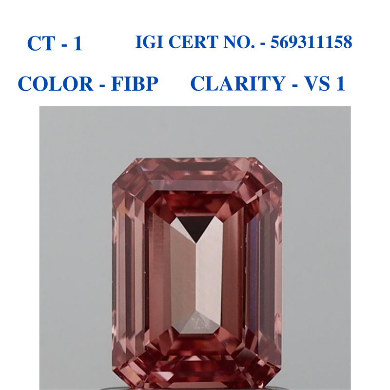 Emerald Brownish Pink Solitaire Diamond