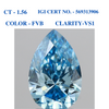 Pear Vivid Blue solitaire diamond