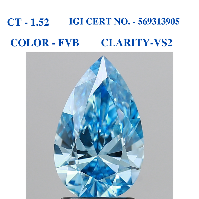 Pear shaped blue solitaire diamond