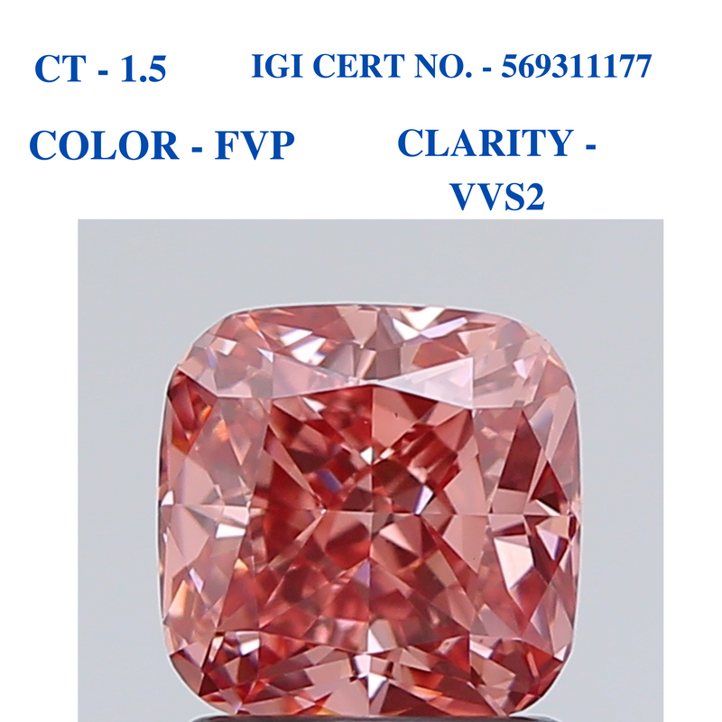 Cushion Fancy pink solitaire diamond