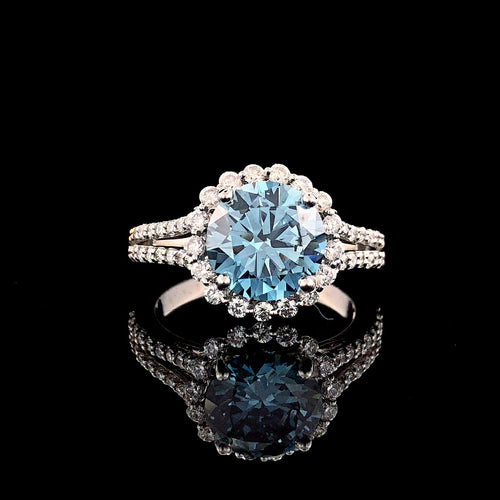blue solitaire diamond ring