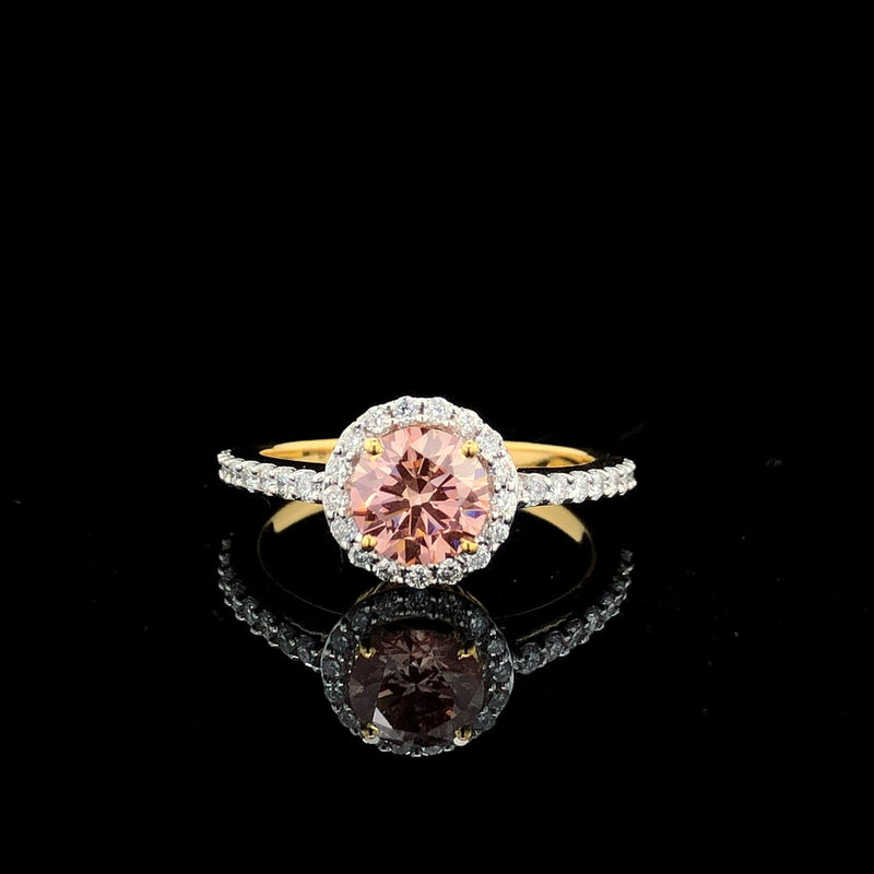 pink solitaire diamond ring