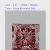 Vivid Brownish Pink Princess Solitaire Diamond