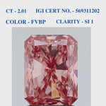 Fancy Pink Radiant shaped solitaire diamond